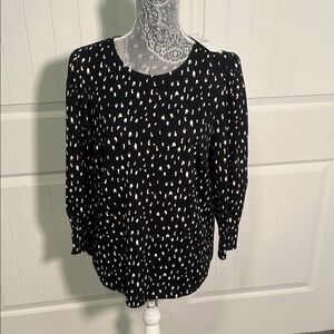 MELLODAY Black Blouse with Abstract Dots M